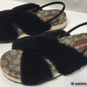 COACH shearling sandals NWOT